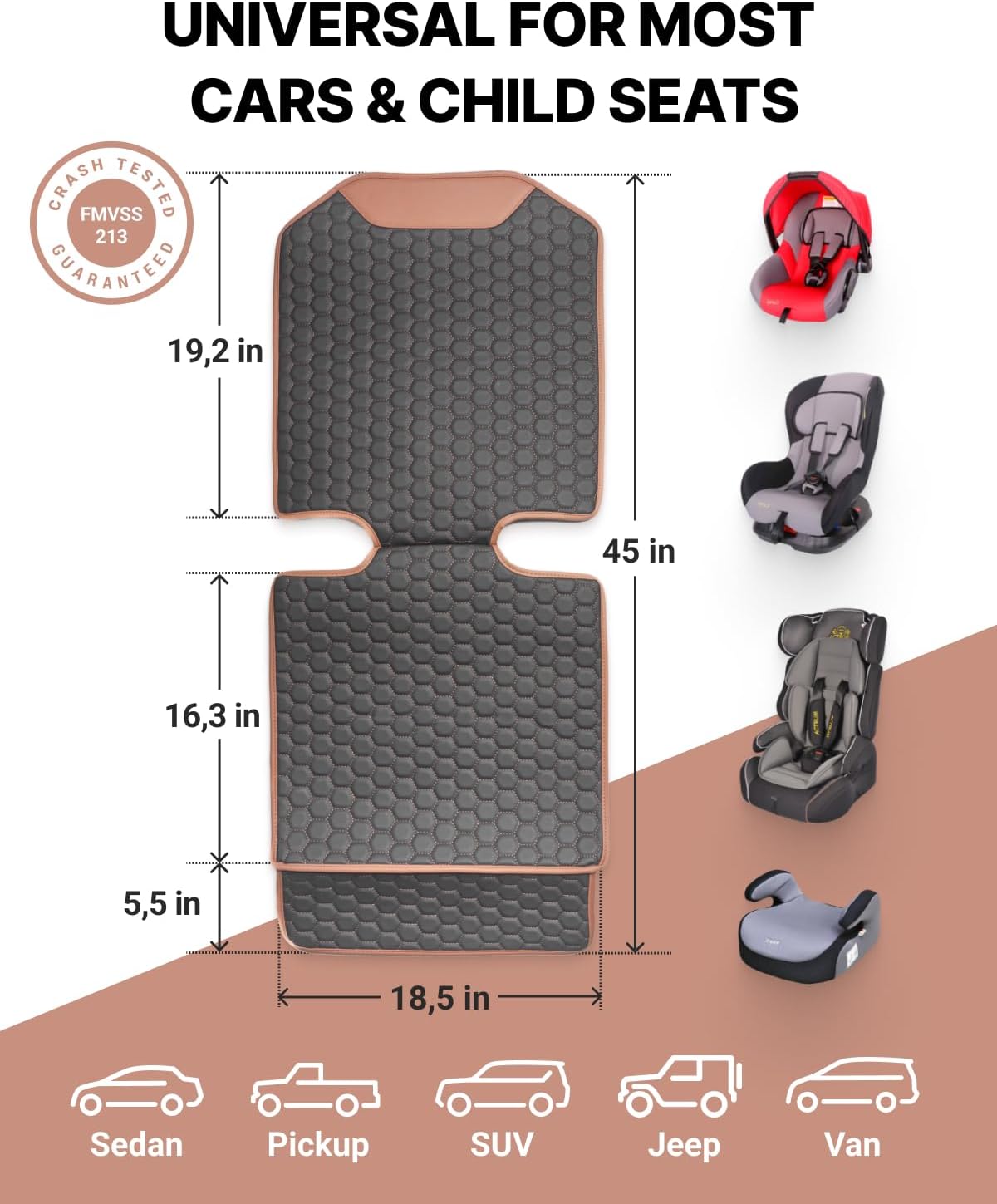 Owleys Car Seat Protector & Tablet Holder Bundle – Leather Car Seat Mat for Baby + Adjustable Headrest iPad Holder – Backseat Organizer for Kids & Toddlers Travel
