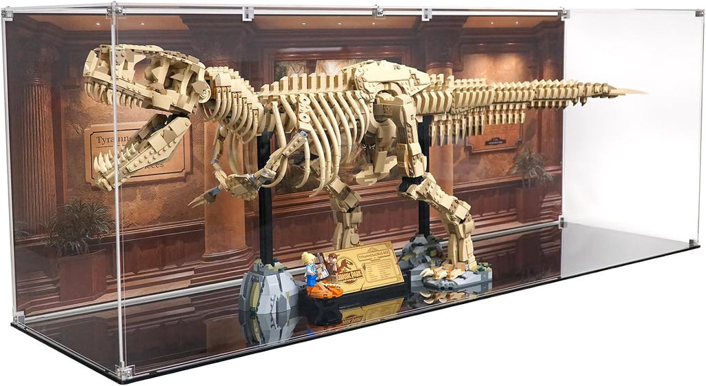 Display Case Compatible with LEGO 76968 Dinosaur Fossils Tyrannosaurus Rex – Fossil-Inspired Printed Background – Set Not Included
