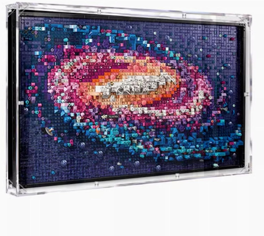 Transparent Lego 31212 Galaxy Pixel Art Wall Mounted Picture Frame Dusty Display Case with Open Door Wall Mounted Model (Model Not Included)