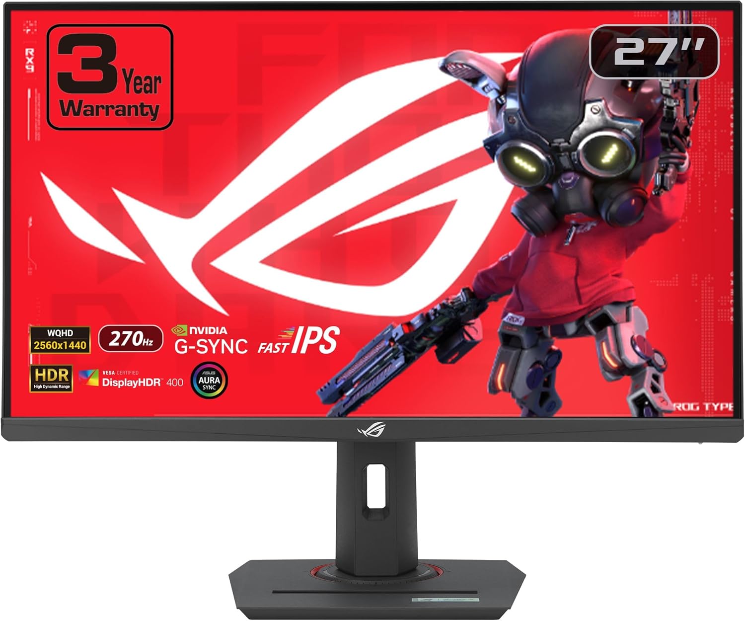 ASUS ROG Strix 27' 1440P USB-C HDR Gaming Monitor (XG27ACMG) - QHD (2560x1440), 270Hz, 1ms, Fast IPS, Extreme Low Motion Blur Sync, G-SYNC Compatible, DisplayWidget, Tripod Socket, 3 yr Warranty