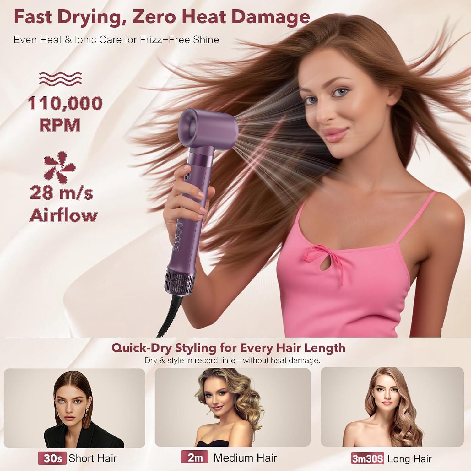 StyleVibe 8-in-1 Air Styler, Hair Dryer & Blow Dryer Brush with Travel Case - Auto Wrap Curls (L/R), Fast Drying, Thermal Round Brush for Smooth Blowouts & Frizz-Free Volume, No Heat Damage