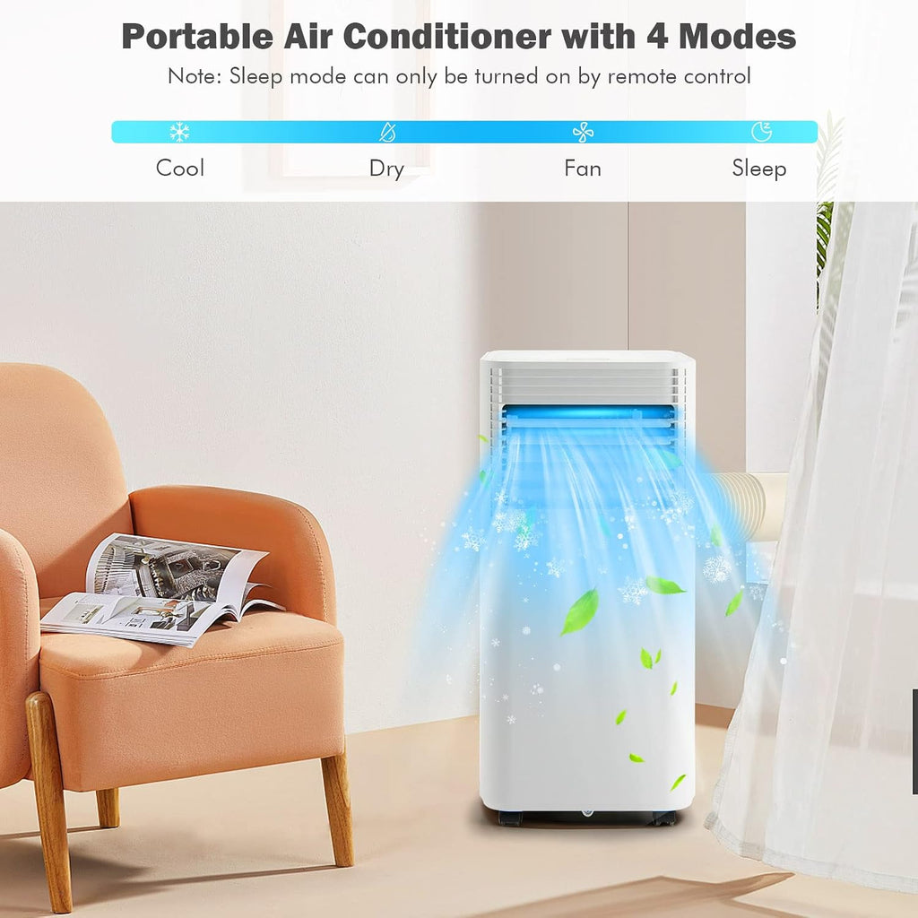 ARLIME Portable Air Conditioners, 8000 BTU Air Unit Cools up to 230 sq. ft. Freestanding Air Cooler w/Fan & Dehumidifier, Remote Control, Window Mount Kits for Home Office, White