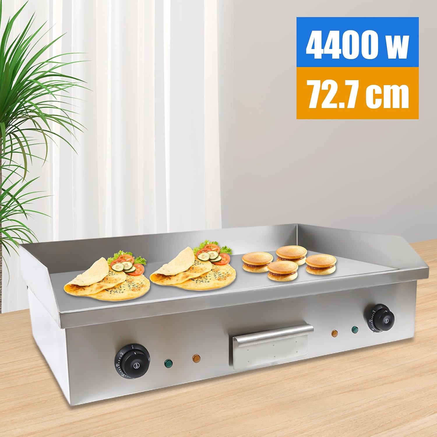 Electric Griddle, Electric Flat Top Griddle Non-Stick Teppanyaki Grill For Stir-Fry Omelets Pizza Pancakes Bacon, Adjustable Thermostatic Control 110V 4400W 29'