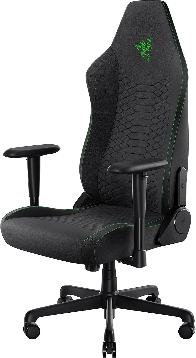 Razer Iskur V2 X Ergonomic Gaming Chair: Built-in Lumbar Support - Widened Seat Base - High Density Foam Cushions - Adjustable 152 Degree Recline - 2D Armrests - Plush Fabric Finish - Black