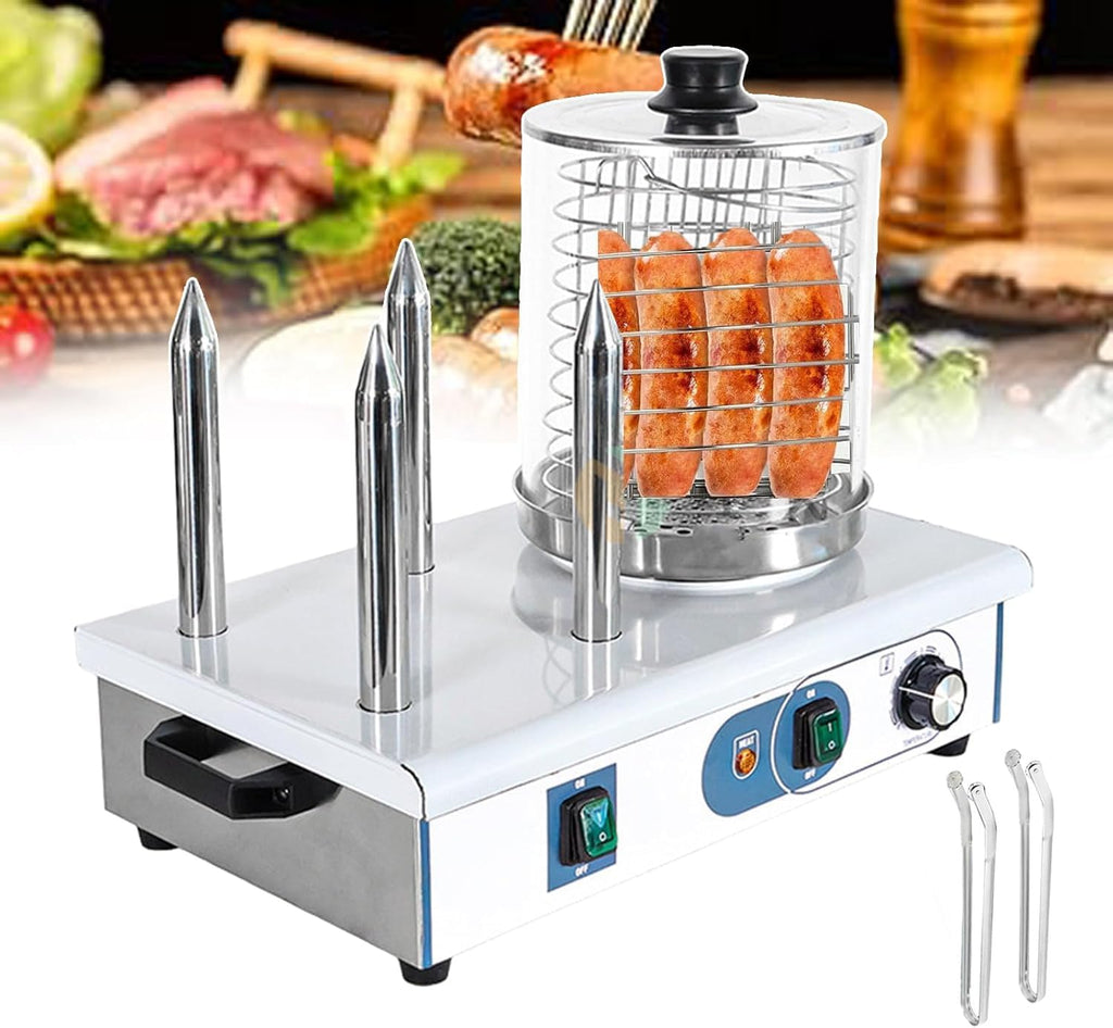 Hot Dog Steamer And Roll Warmer, Electric Sausage Maker With Detachable Lid And Aluminum Heating Rod, Electric Contact Grills Food Steamers For Meat - 550w/1200w,4 stick