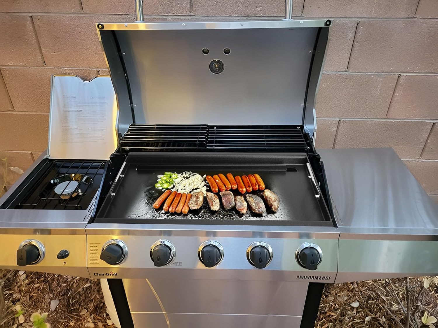 Full-Size Griddle Inserts for Charbroil Performance 5-Burner, Flat Top Griddle for Charbroil Grill 463450022 463451022 463448021 463449021 463455021 463458021, Replace for G426-0004-W1 G426-0005-W1