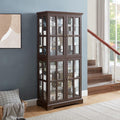 Lighted Glass Curio Cabinet with Lights & Adjustable Shelves,Curio Display Cabinet with Wood Frame & Glass Door,Corner Antique Display Case for Kitchen,Living Room,Office