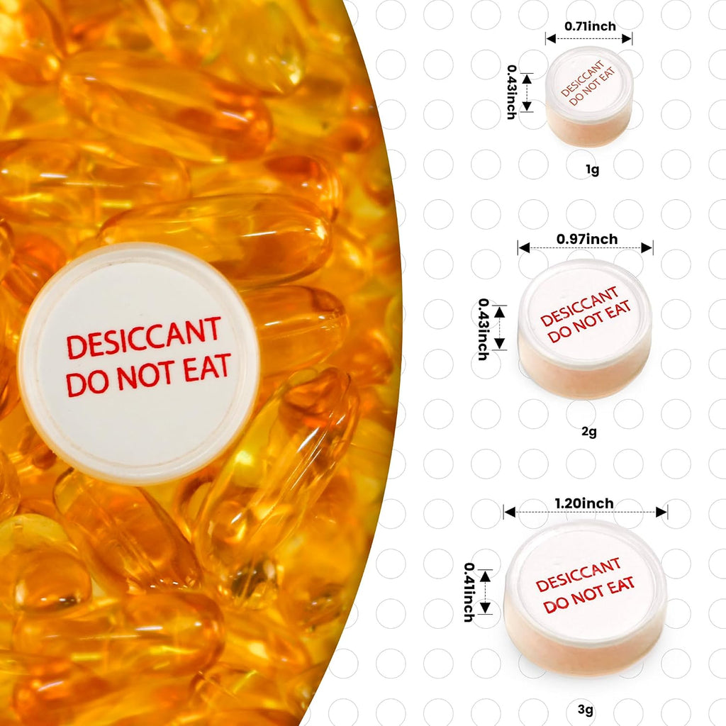 Wisesorb 3 Gram 2000 Pack Desiccant Packs Food Grade,Silica Gel Capsule with Indicating Silica Gel Beads (Orange to White), Moisture Absorber Packets Silica Gel Packets