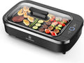 Indoor Grill-Smokeless BBQ Grill with Die-Casting Nonstick Griddle Pan,Led Temperature Control, Turbo Smoke Extractor Technology,15*9 Grilling Surface, Detachable Design,Ideal for 2 People, Black.