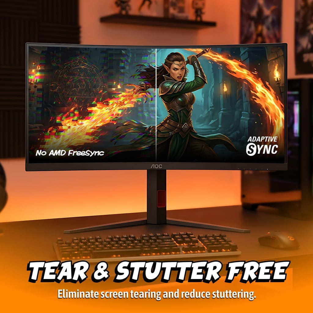 AOC CU34G4H 34 inch Curved Ultrawide Gaming Monitor, WQHD 3440x1440, 200Hz DisplayPort / 100Hz HDMI, 0.3ms MPRT, 1500R VA Panel, Adaptive-Sync, HDR Ready, DisplayPort 1.4, HDMI 2.0