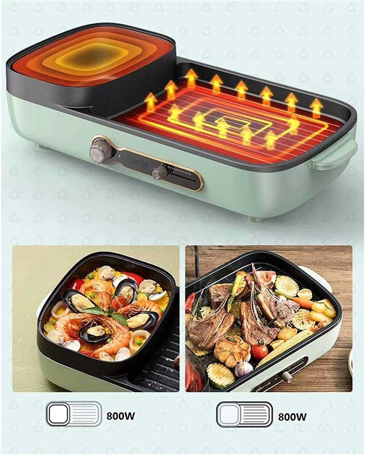 BBQ Hotpot Electric Grill Indoor Hot Pot Multifunctional, Indoor Teppanyaki Grill/Shabu Shabu Pot for 2-6 People, 220V