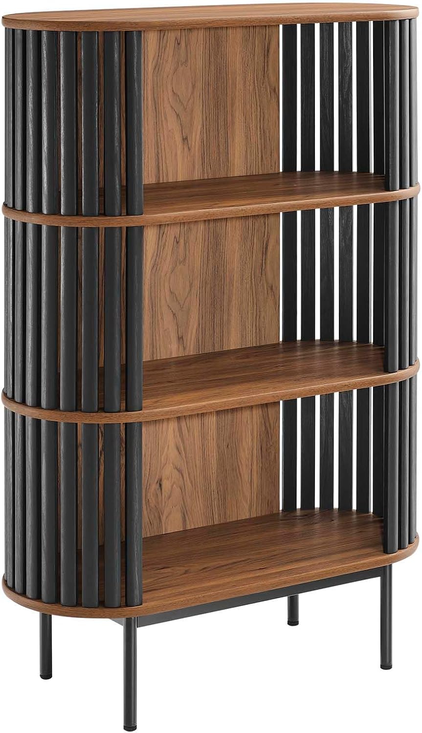 Modway EEI-6524-WAL-BLK Fortitude Three Tier Display Cabinet, Walnut Black