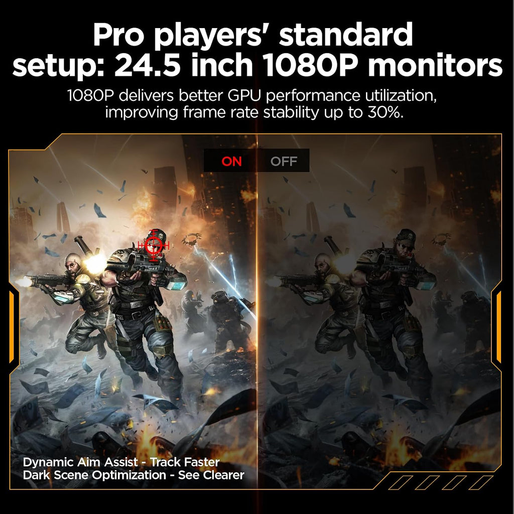 KOORUI 24.5 Inch Gaming Monitor 200Hz, 1ms, FHD(1920 * 1080p) IPS Display, HDR400, 90% DCI-P3 Color Gamut with Adaptive Sync, HDMI & DP Port, Black, G2511P