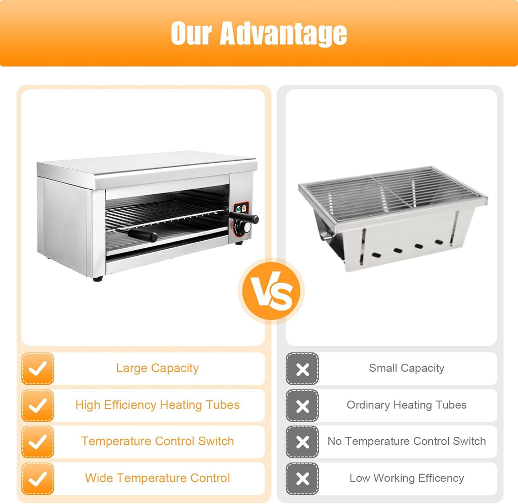 Electric Cheese Melter, 110V/60Hz Barbecue Grill, Height Adjustable, Stainless Steel Kitchen Gadgets and Appliances for Melting Cheese, Grilling Sandwiches, Burgers, Grilling Steaks (US Plug)
