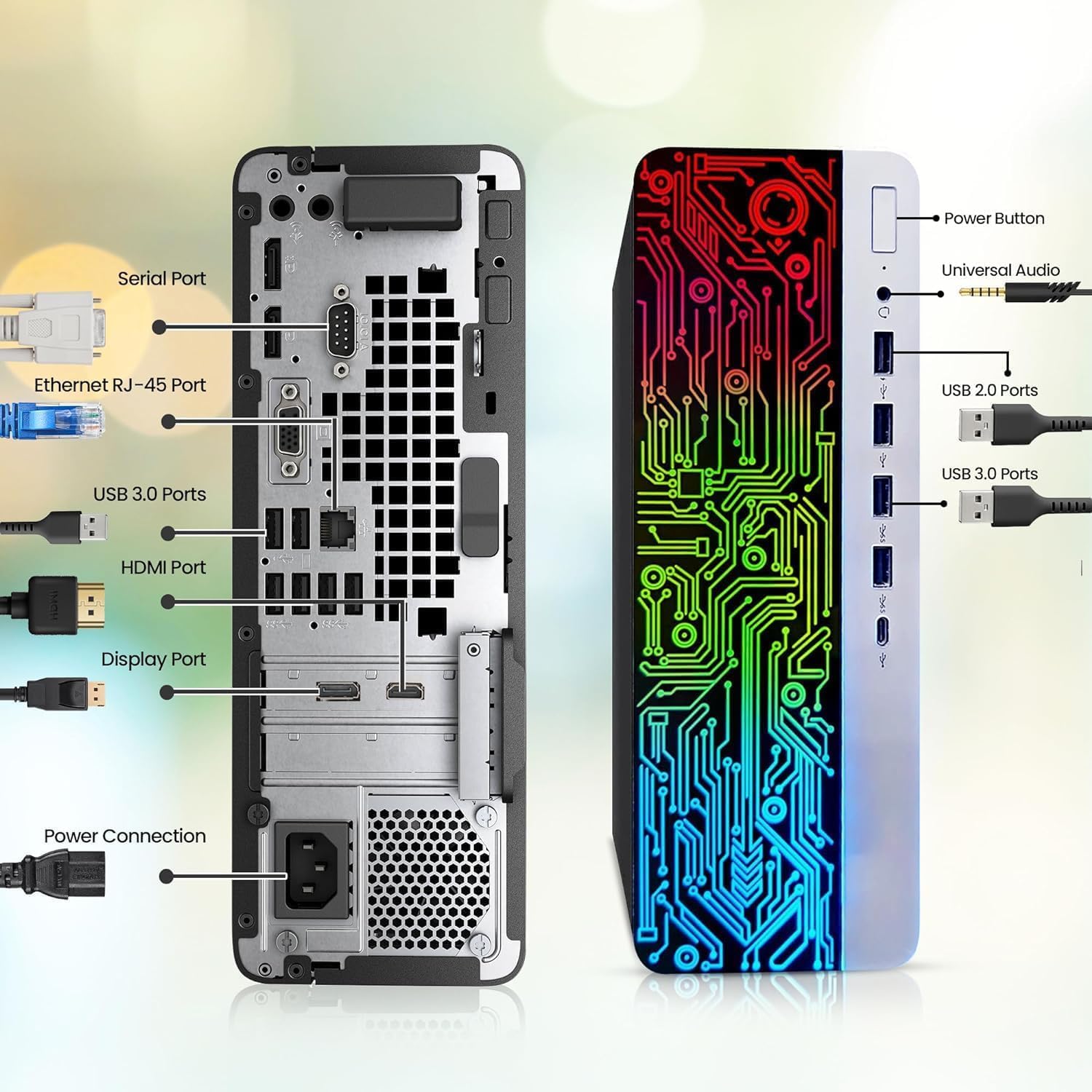 HP ProDesk Desktop RGB Computer PC Intel i5-6th Gen. Quad-Core Processor 16GB DDR4 Ram 256GB SSD, 24 Inch Curved Monitor, Gaming Keyboard and Mouse, Built-in WiFi, Windows 11(Renewed)