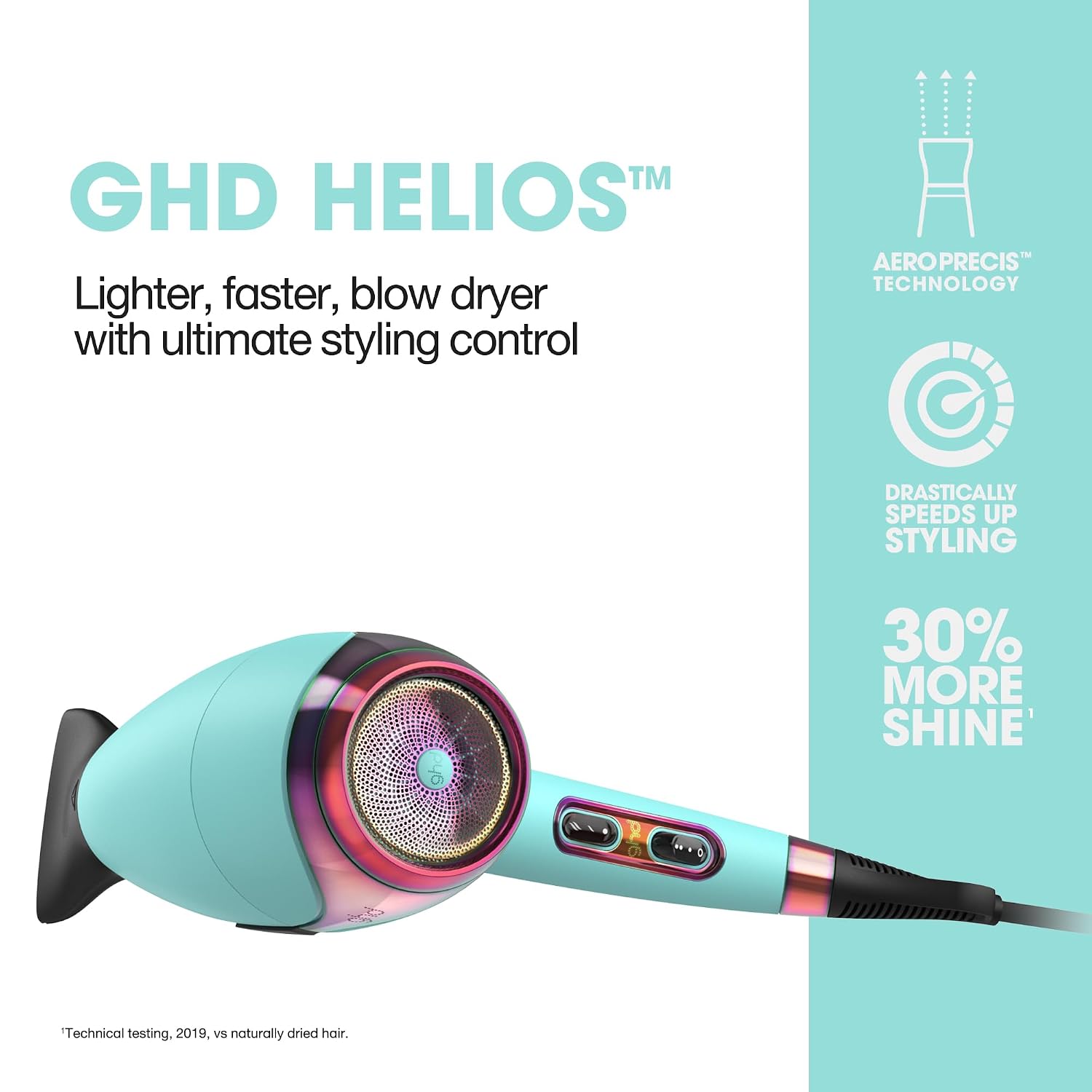 ghd Helios Hair Dryer ― 1875w Professional Blow Dryer, Longer Life + Brushless Motor Lightweight Hair Dryer for Salon-Worthy Blowout