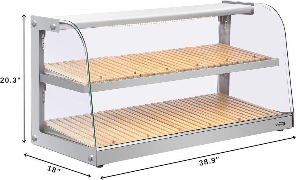 KoolMore 40 in. Glass Countertop Dry Bakery Display Case with Two Shelves and Bamboo Trays