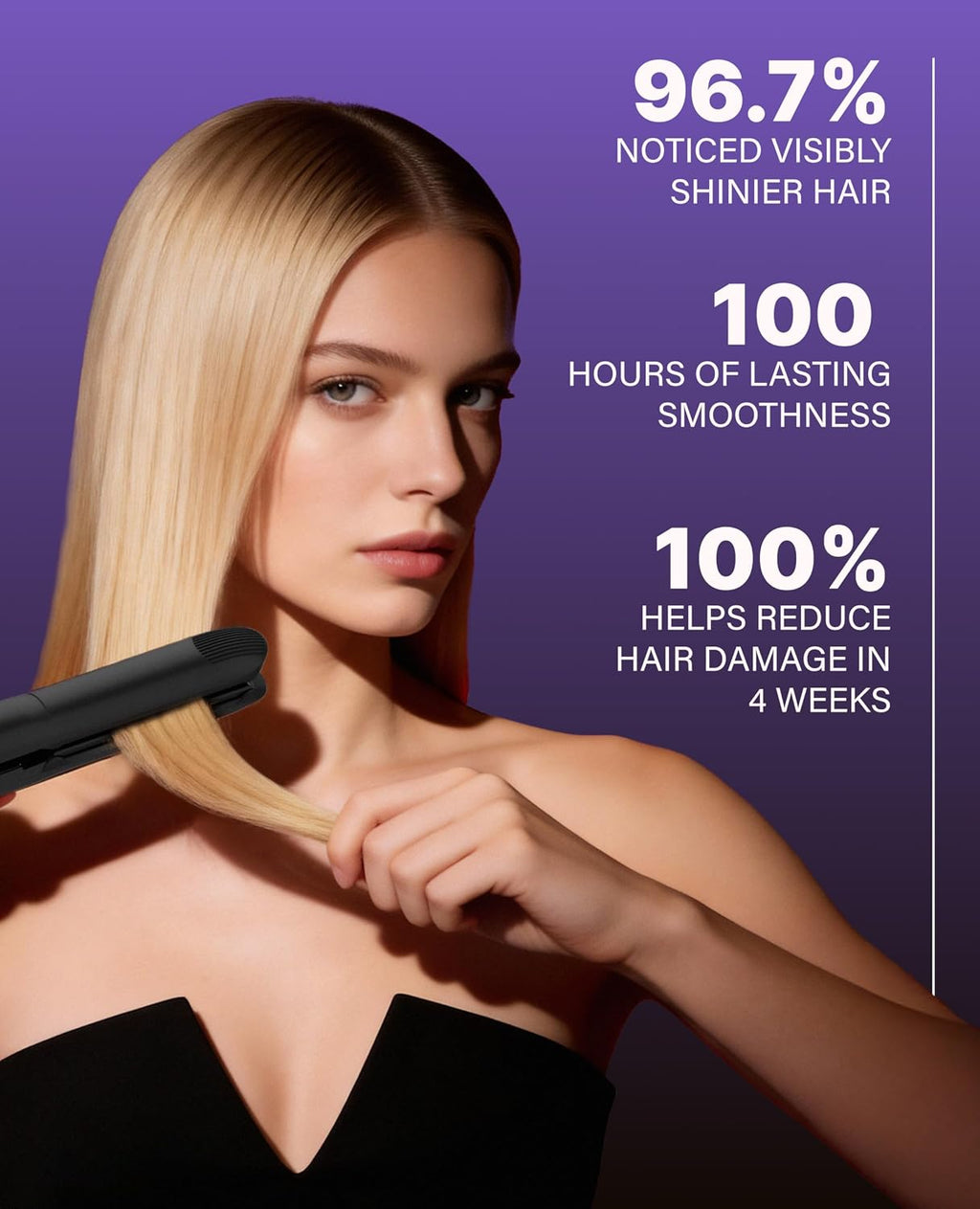 GLAMPALM GlamMuse 1' | All-Ceramic Flat Iron Infused with Vita-C, Salon Results with Less Heat Damage, Trusted by K-Pop Hair Stylists, Dual Voltage Hair Straightener, Silk Press | GP201T