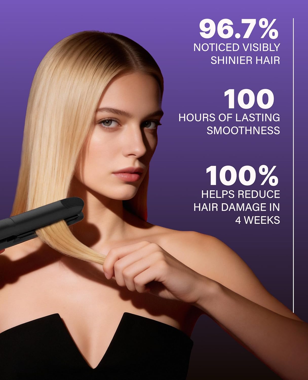 GLAMPALM GlamMuse 1' | All-Ceramic Flat Iron Infused with Vita-C, Salon Results with Less Heat Damage, Trusted by K-Pop Hair Stylists, Dual Voltage Hair Straightener, Silk Press | GP201T