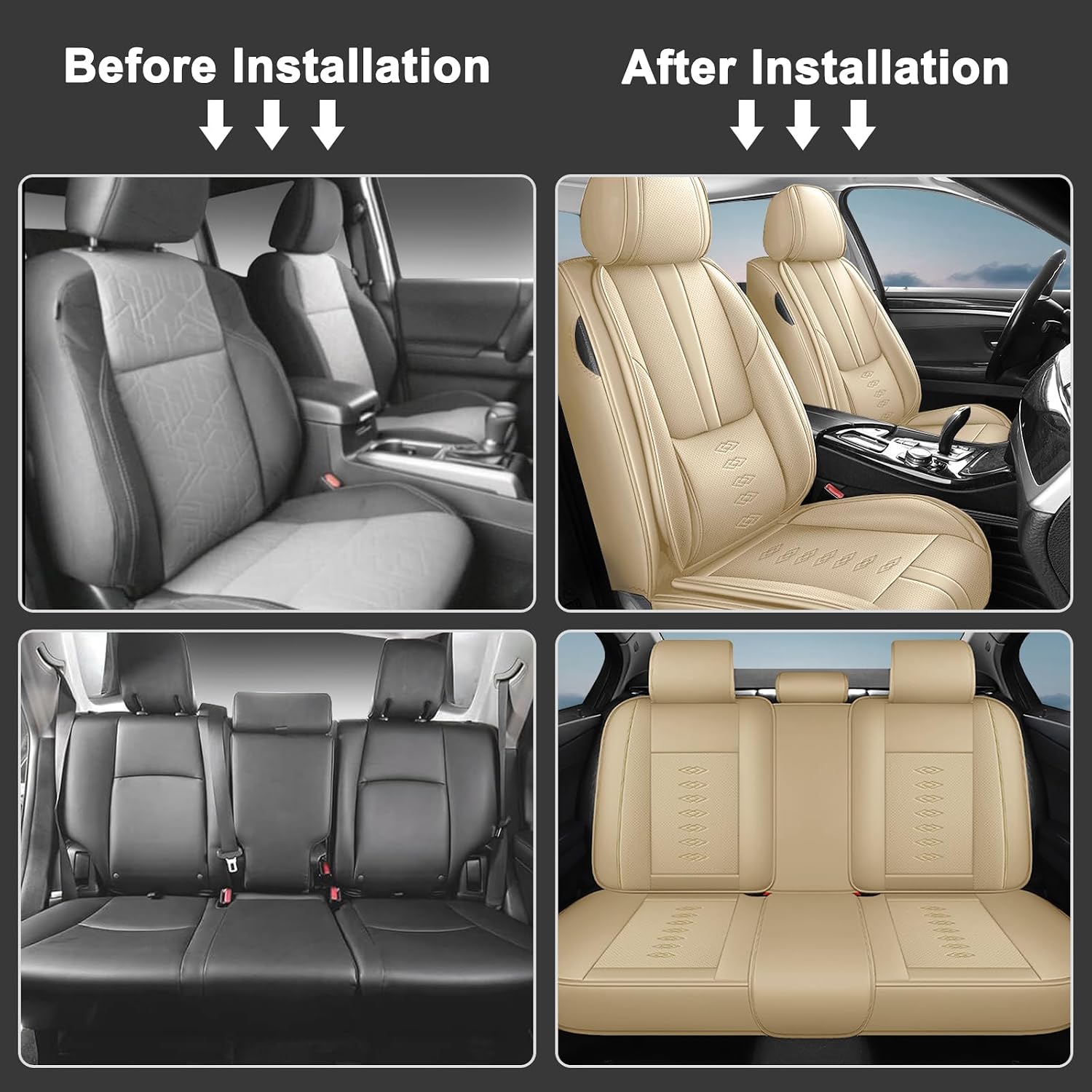 Car Seat Covers 5 Seats Fit for Mazda CX-30 2020-2024 2025,Waterproof Leather Seat Covers,Airbag Compatible,Car Seat Protectors Interior Sets(5PCS with Pillows,Beige)