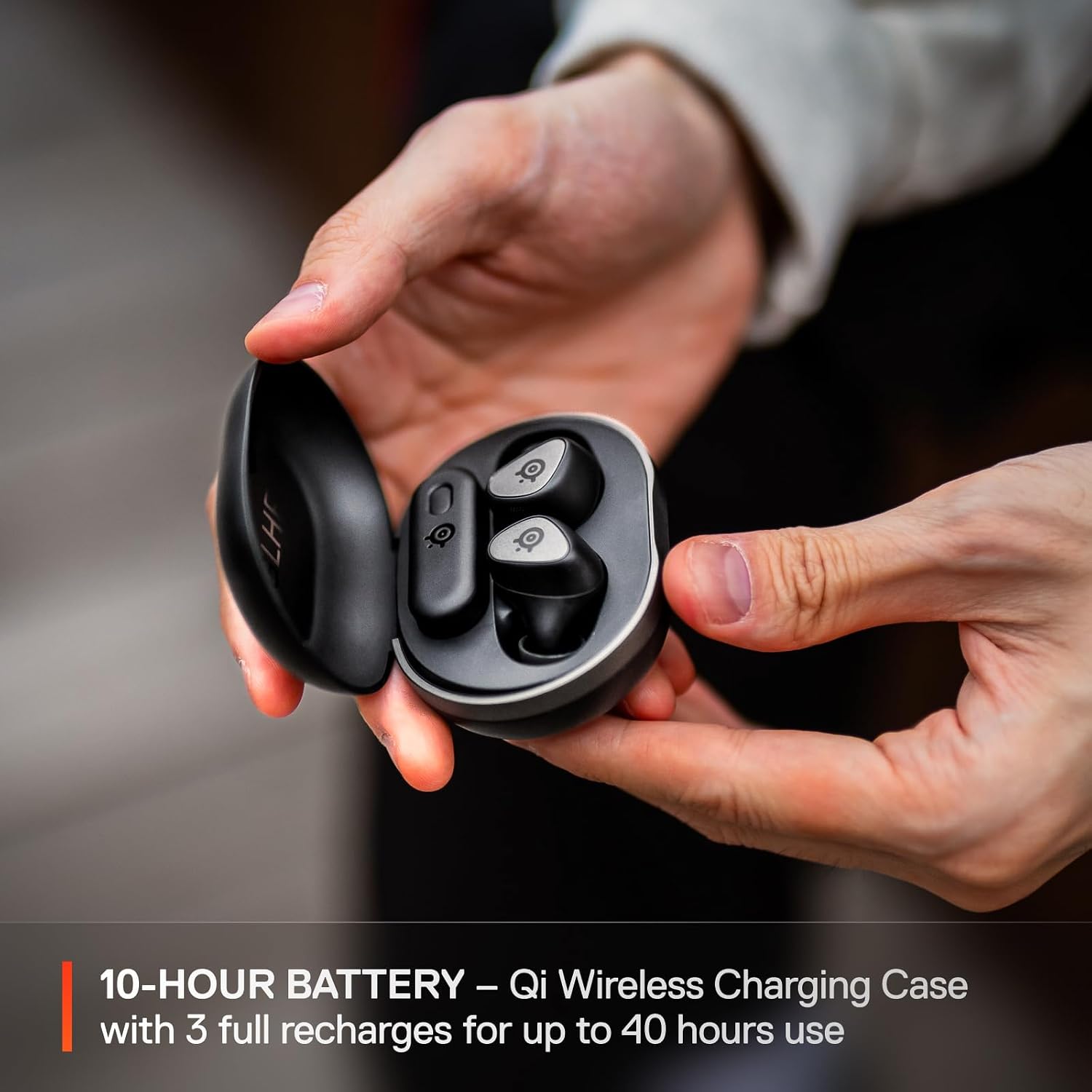 SteelSeries Arctis GameBuds for Xbox/PC/PS5/Switch/Mobile — Quick-Switch 2.4GHz+Bluetooth 5.3 — Active Noise Cancelling — Mobile App — Water Resistant IP55 — 40H Battery with Qi Charging Case - Black