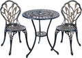 C/G 3 Piece Bistro Set,Outdoor Patio Set,Anti-Rust Cast Aluminum Bistro Table Set for Park Yard Front Porch Furniture(Antique Copper)