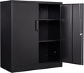 SISESOL Metal Storage Cabinet Locked Steel Cabinet with 2 Adjustable Shelves,Office Cabinet Locking Tool Cabinets,Kitchen Storage Cabinets Metal Locker Small Counter Height Storage Cupboard 36' H