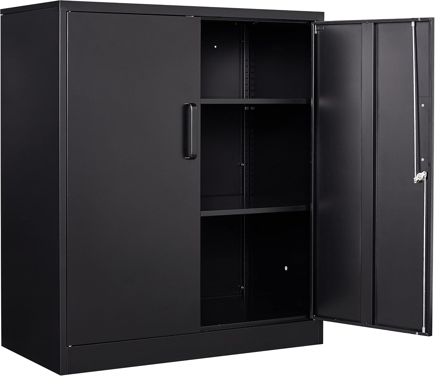 SISESOL Metal Storage Cabinet Locked Steel Cabinet with 2 Adjustable Shelves,Office Cabinet Locking Tool Cabinets,Kitchen Storage Cabinets Metal Locker Small Counter Height Storage Cupboard 36' H