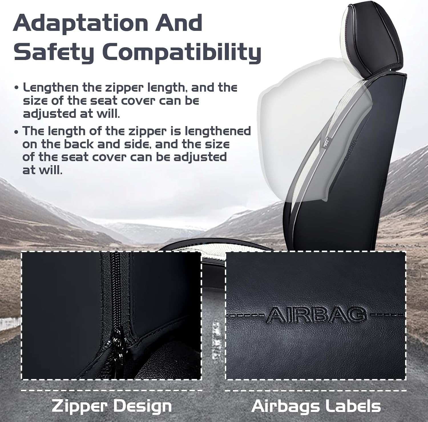 Car Seat Covers for Dodge Dart 2013-2016, Waterproof Nappa Leather Full Set Seat Cover, Anti-Slip and Comfortable Automotive Seat Protector&Accessories(Black White)