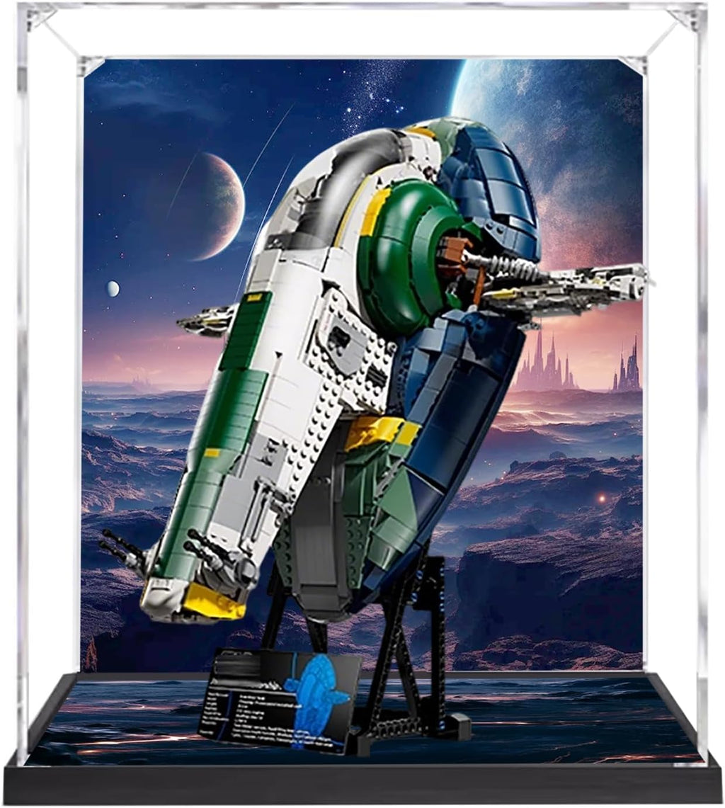 Acrylic Display Case for Lego 75409 Jango Fett Starship Building Set– Dustproof Display Box & Showcase,, Display Box Compatible with Lego 75409 -Only Display case