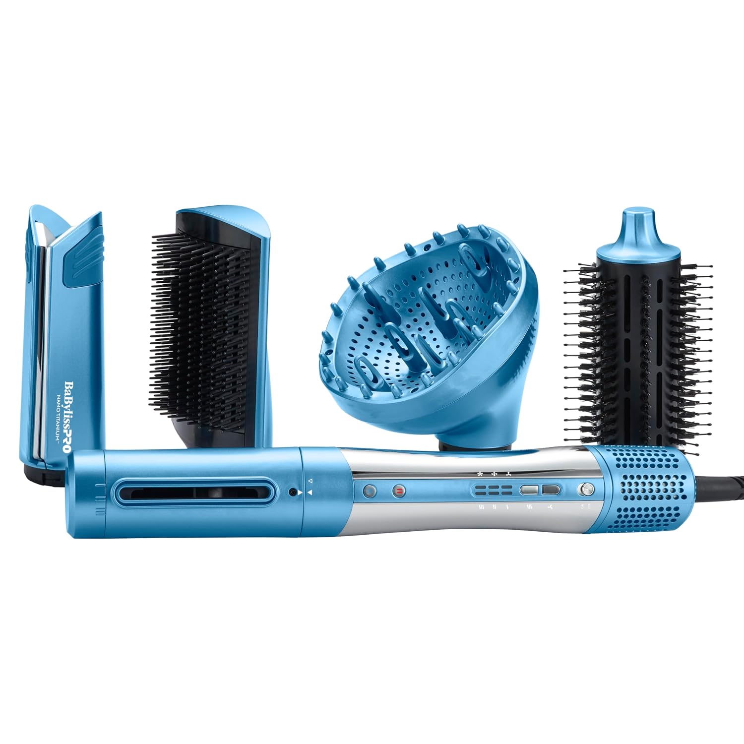 BaBylissPRO StyleSwitch Ionic Multi-Styler, Air Styler and Hair Dryer, Lightweight Hot Air Brush with 5 Attachments, Automatic Dual Voltage