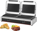 Commercial Panini Press with Grooved Grill Sandwich Maker Machine Electric Contact Grilled Cheese Machine Tuna Melt Omelets Non-Stick Cooking Surface Temperature Control,4400W