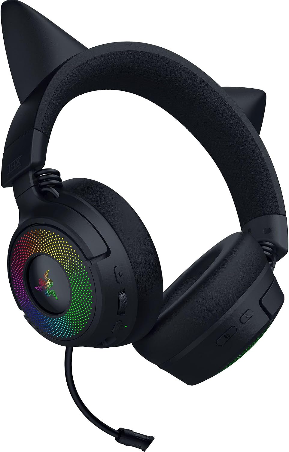 Razer Kraken Kitty V3 Pro Wireless RGB Gaming Headset: Chroma RGB Kitty Ears - 2.4 GHz, Bluetooth 5.3, USB A - Super Wideband Mic - 40mm Drivers - THX Spatial Audio - Comfortable Ear Cushions - Black