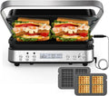 CATTLEMAN Panini Press Grill Sandwich Maker with Removable Plates, 1600W, 6 in 1 Indoor Grill with Meat Thermometer, Electric Contact Grills for Kitchen, Stainless Steel