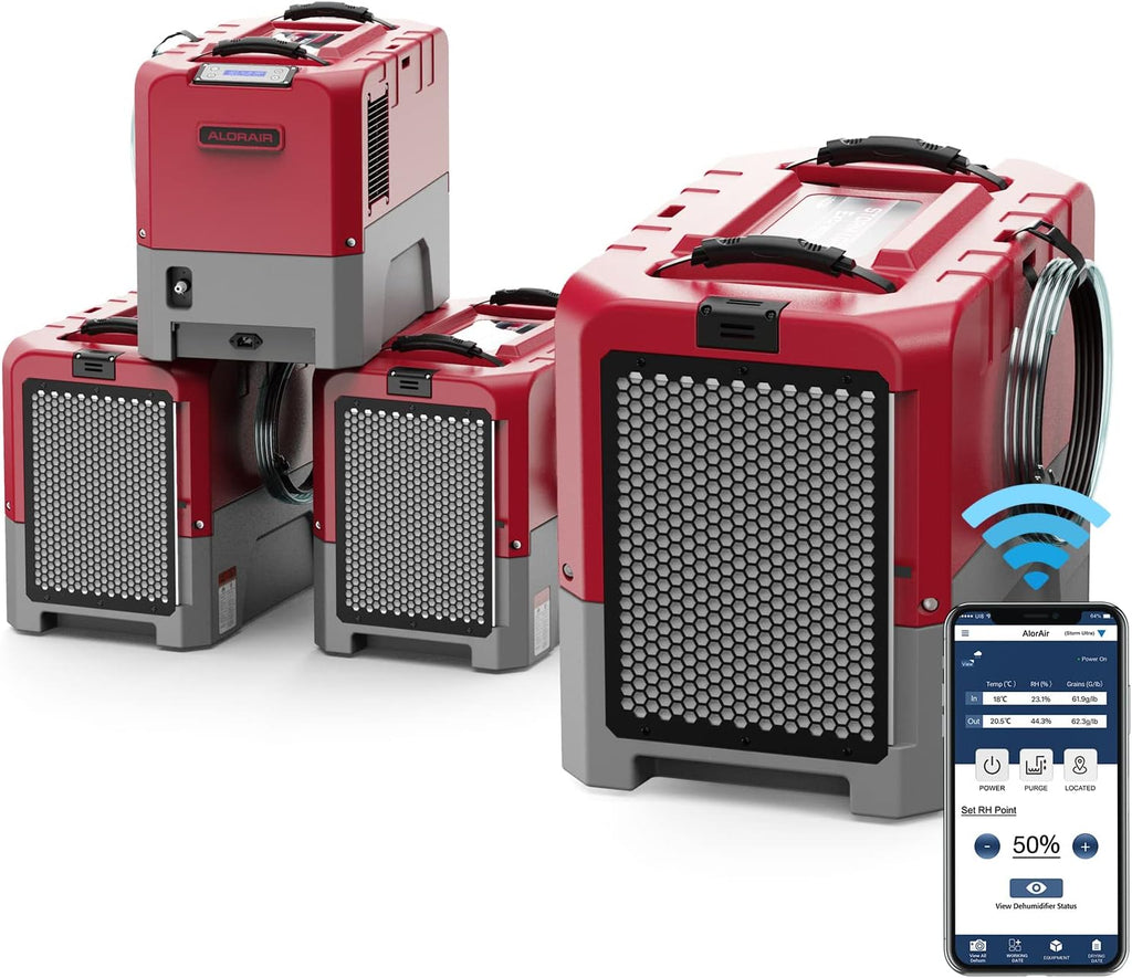ALORAIR 180 PPD Commercial Dehumidifiers with Smart WiFi, Crawl Space Basement dehumidifier with Pump, Industry Water Damage Unit, Compact, Portable, Memory Starting, 5 Years Limited Warranty