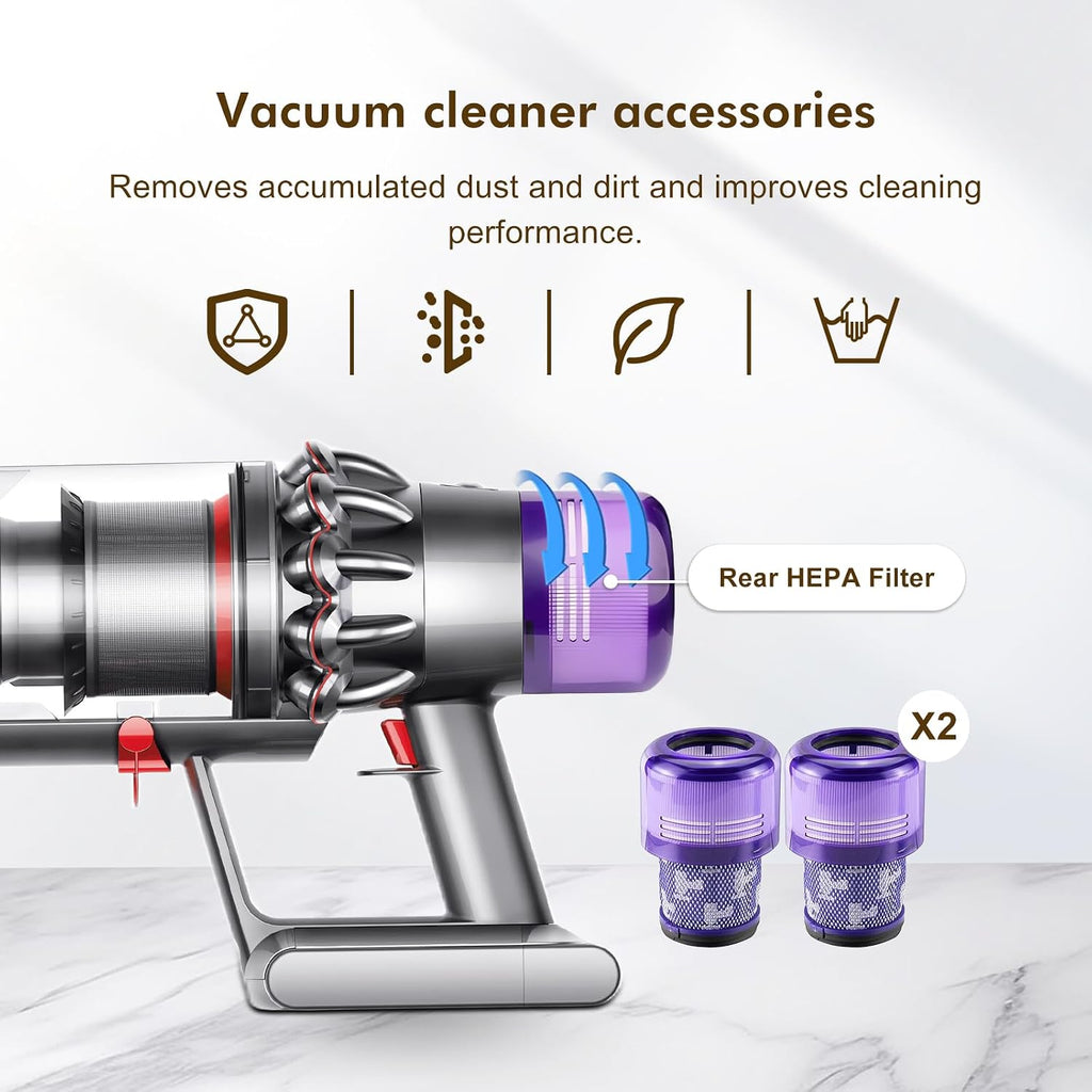 V11 110-Min Runtime Screw Battery Replacement: With Samsung Battery Cell, Compatible with Dyson V11 Animal, Torque Drive, Models SV14, OEM PN 970145-02, Includes 1 Filter, Battery Lock, Charger