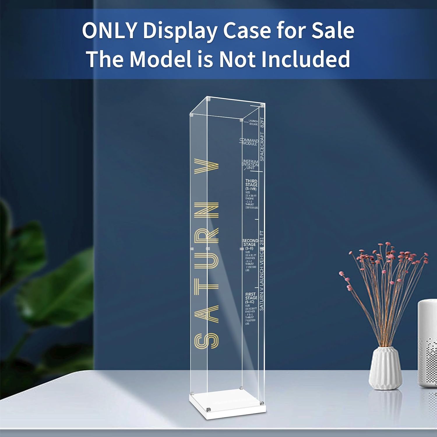 Acrylic Display Case for Lego 92176 NASA Apollo Saturn V, Dustproof Clear Display Box (Display Case ONLY, The Model NOT Included)