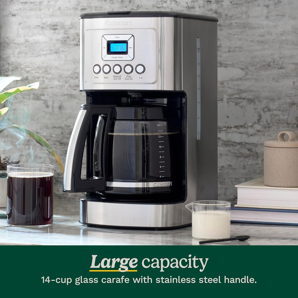 14 Cup Black/Stainless Steel Permanent Filter Coffee Maker, with Timer