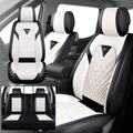 Fit for Ford F250 2011-2026 Seat Covers, Fashion Sport Seat Cover with Waterproof Leather, Airbag Safe Design Seat Protector (5 Front Seat Standard, Black White)