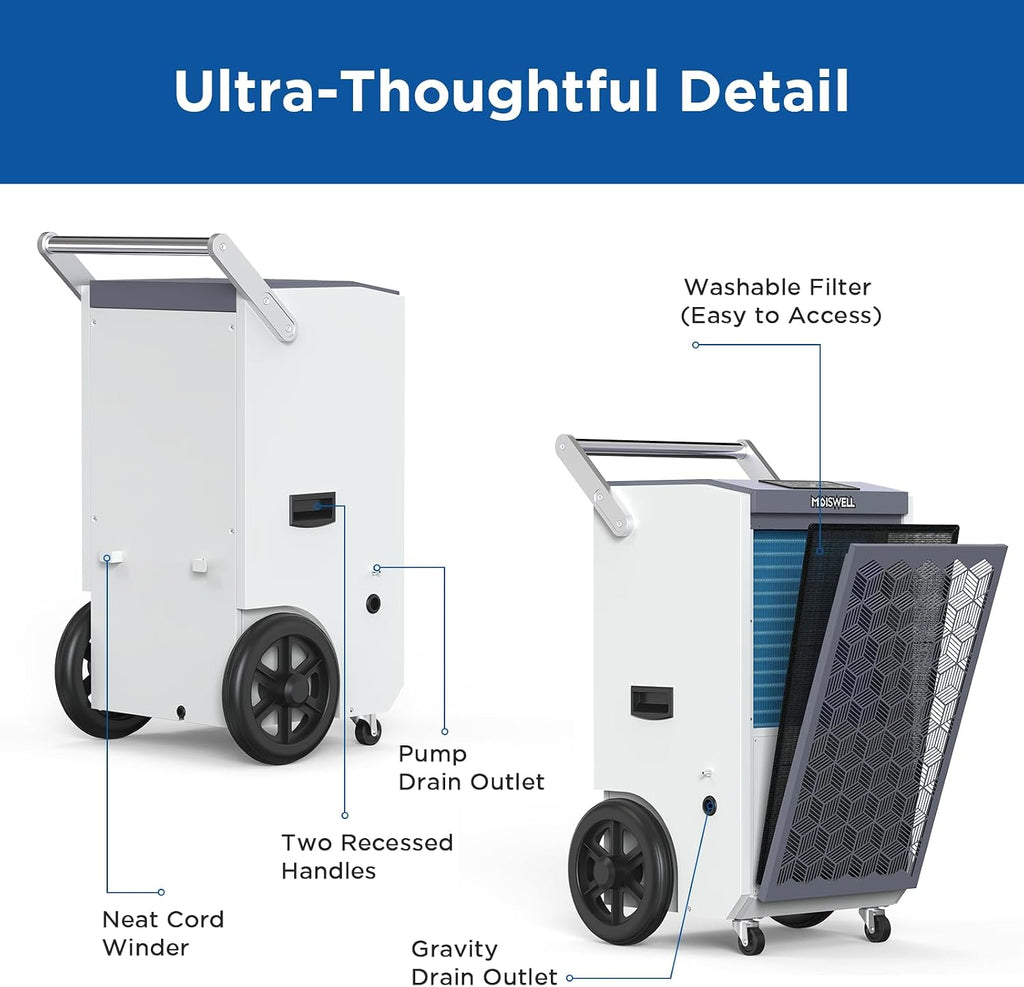 260 Pints Commercial Dehumidifier with Pump and Drain Hose for Basements, Heavy Duty Commercial Grade Dehumidifiers for Large Spaces, Warehouse, Industry Water Damage Unit, Auto Defrost