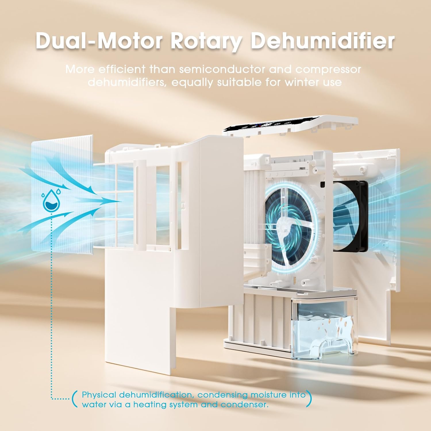 Dehumidifiers for Home, 2000 Sq.Ft Small Dehumidifier with 3.3ft Drain Hose, 2.5L Tank, Timer Sleep Mode, Portable Dehumidifier for Basement, Bedroom, Bathroom (Pearl White)