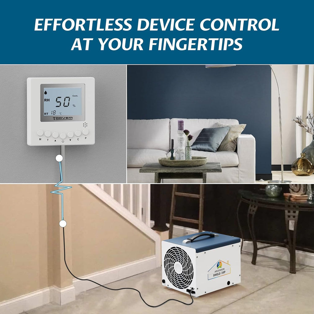ARGENDON Remote Controller for Digital Humidity and Temperature, Included 26ft Cable Suitable for Argendon Shield 35P,Sandidry 55C Basement/Crawl Space Dehumidifier, White
