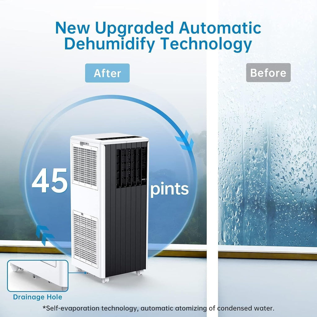 GarveeLife 8,000 BTU Portable Air Conditioner with Remote Contro Cools up to 350 Sq. Ft., LED Touch Panel, Built-in Dehumidifier, Fan, 3 in 1 Compact Indoor Quite AC Unit for Home Office Dorm RV, Gray