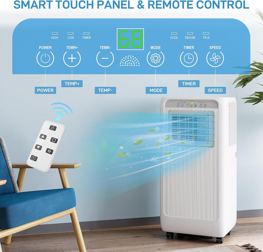 GarveeTech Portable Air Conditioners 10000 BTU for Rooms Up to 450 Sq, Ft, Portable AC with Cooling, Dehumidifier, Fan & Sleep Modes, Stand Up AC Units with Remote Control and Auto Evaporation