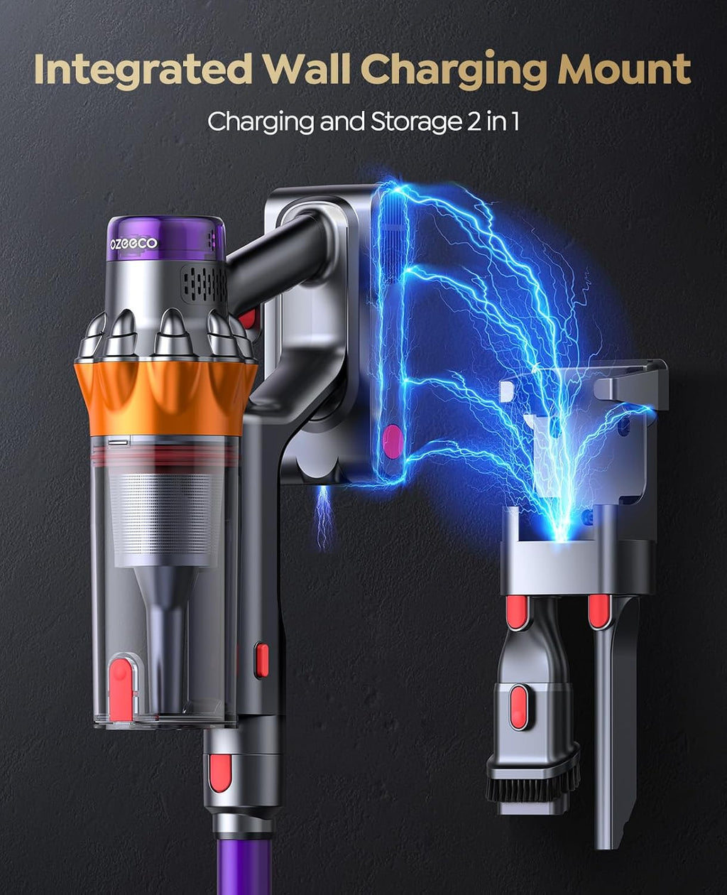 Cordless Vacuum Cleaner, 650W/55KPA/70Mins Vacuum Cleaners for Home, Self-Standing Stick Vacuum with Wall Mount Charging and Auto Mode, Touch Screen, Vacuum Cordless for Pet Hair/Carpet/Floor