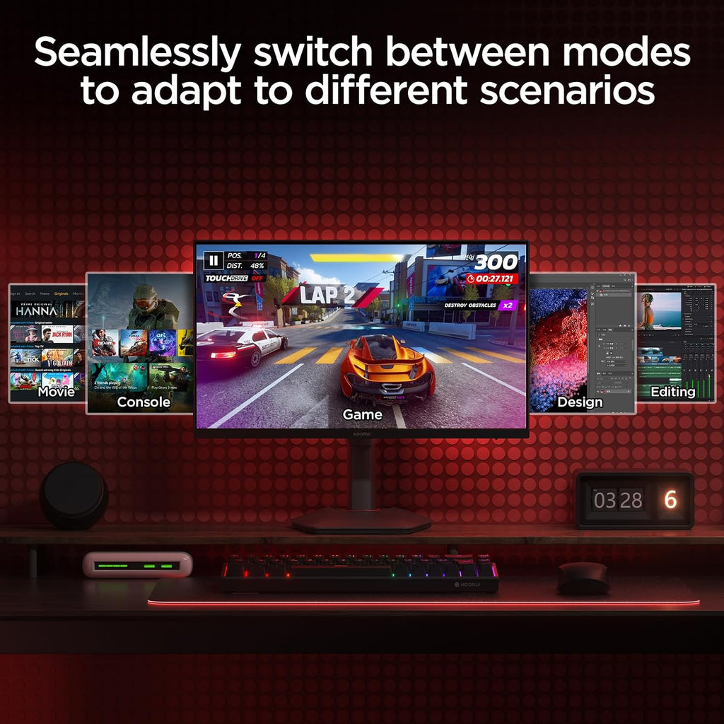 KOORUI 27' 4K Gaming Monitor - Dual Mode UHD 160Hz or FHD 320Hz, Fast IPS 1ms, FreeSync Premium & G-SYNC Compatible, HDMI 2.1/DP 1.4, HDR400, Height/Pivot/Tilt Adjustable, PC & Console Ready, G2741L