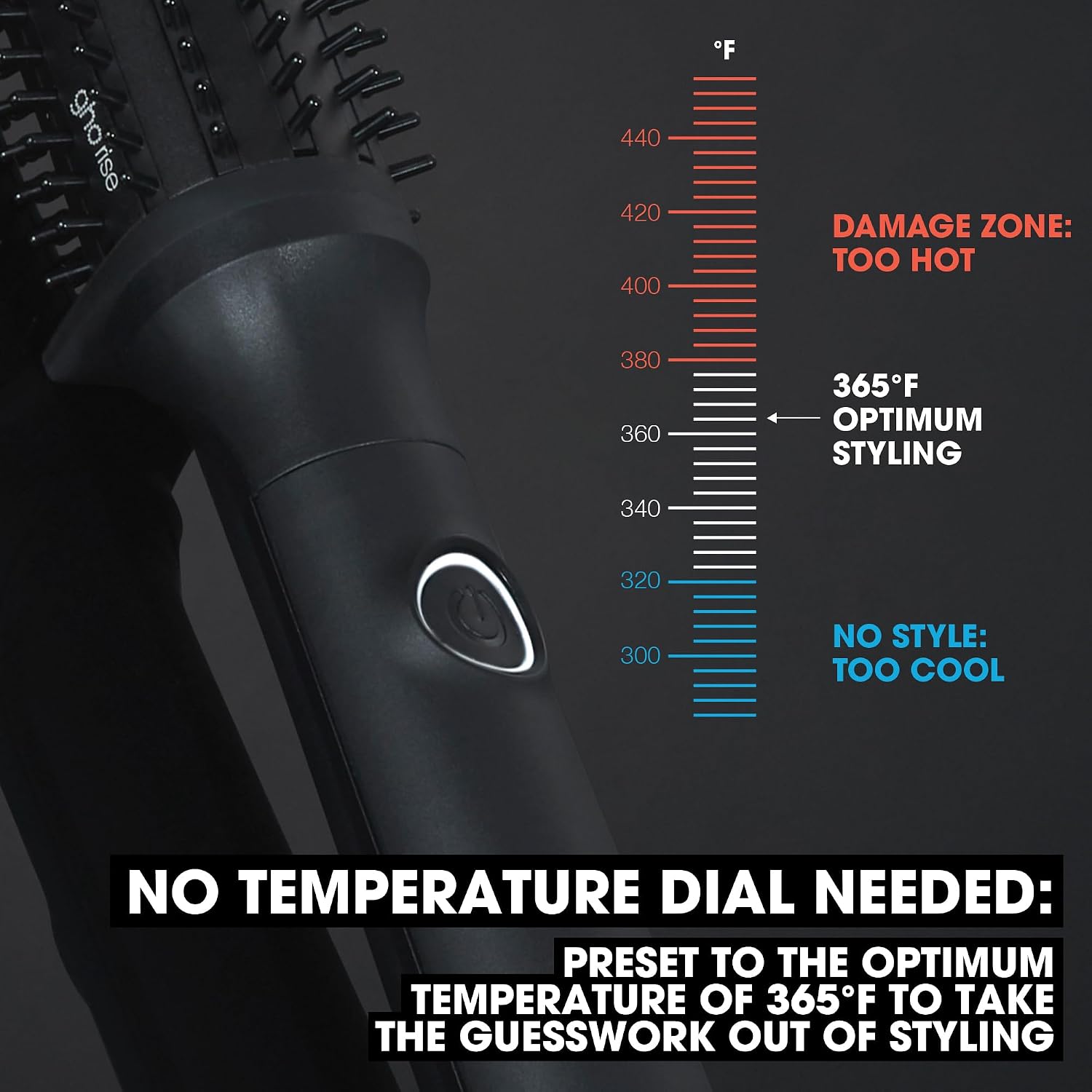 ghd Rise Volumizing Hot Hair Brush - Professional 1.25' Hot Brush for Dry Hair with Maximum Root Lift, 2x Volume, 365ºF Safe Styling Temperature Technology and Auto Sleep Mode - Black