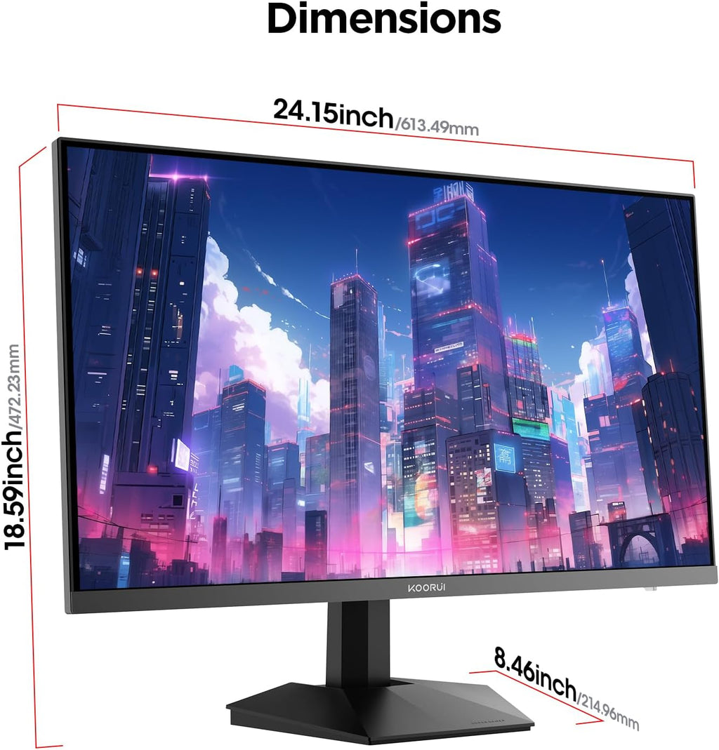 KOORUI 27' Gaming Monitor, 200Hz 1ms Fast IPS, WQHD (2560 x 1440p) HDR 400 Display, DCI-P3 95% Color Gamut, FreeSync Premium, Adaptive G-Sync, HDMI x 2, DisplayPort, G2721P