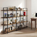 4 Tier Book Shelf, 47'' Wide Wood Industrial Bookshelf, 120lbs Shelf Capacity, Open Storage Shelves, 55'' Tall Heavy Duty Display Shelving, Rustic Brown Bookcase for Bedroom,Living Room,Office -2Pcs