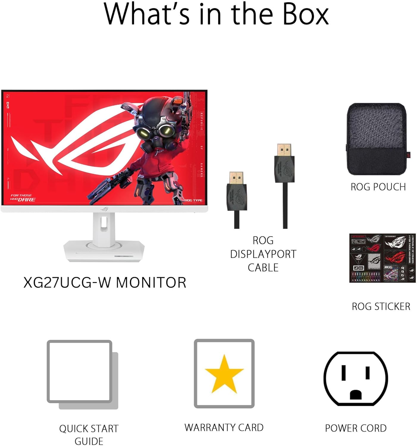 ASUS ROG Strix 27' 4K HDR USB-C Gaming Monitor (XG27UCG-W) – White, UHD (3840x2160) Dual Mode (4K 160Hz or FHD 320Hz), 1ms, Fast IPS, ELMB Sync, G-SYNC Compatible, AI Gaming, 3yr Warranty